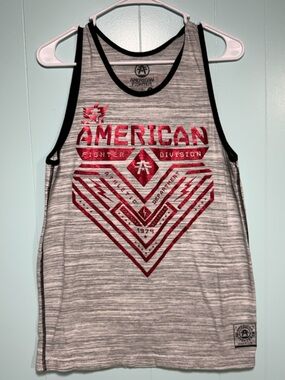 American Fighter Gray & Red Graphic Tank Top Men’s Small
